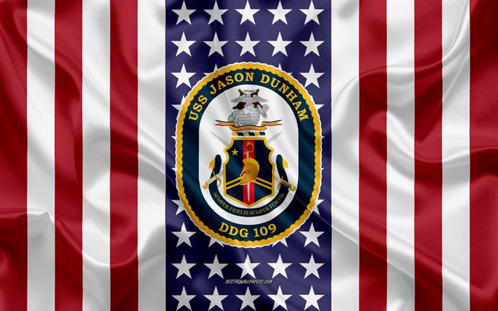USS Jason Dunham Emblema, DDG-109, Bandiera Americana, US Navy, USA, USS Jason Dunham Distintivo, NOI da guerra, Emblema della USS Jason Dunham