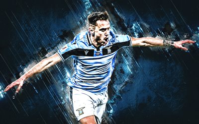 Patric, SS Lazio, Spanish footballer, portrait, blue stone background, Patricio Gabarron Gil, Serie A, Football