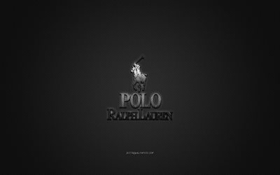 Polo Ralph Lauren logo, metal amblem, giyim markası, siyah karbon doku, global hazır giyim markaları, Polo Ralph Lauren, moda kavramı, Polo Ralph Lauren amblemi