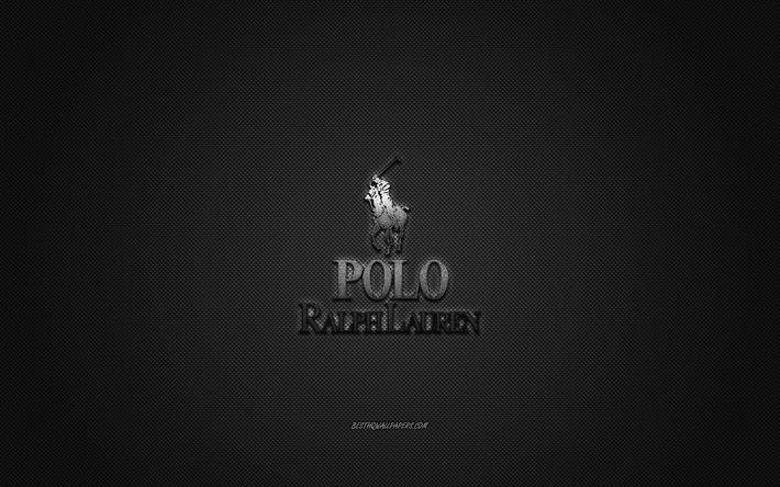 polo ralph lauren-logo-metall-emblem -, bekleidungs-marke, schwarz-carbon-textur, die globale bekleidungs-marken, polo ralph lauren, fashion concept, polo-ralph-lauren-emblem