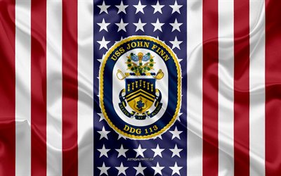 USS John Finn Emblem, DDG-113, American Flag, US Navy, USA, USS John Finn Badge, US warship, Emblem of the USS John Finn