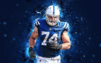 Anthony Castonzo, 4k, offensive tackle, Indianapolis Colts, american football, NFL, Anthony Salvatore Castonzo, National Football League, neon lights, Anthony Castonzo 4K