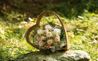 buquê de casamento, coração de madeira, rose bouquet, rosas brancas, casamento, lindas flores, flores do casamento