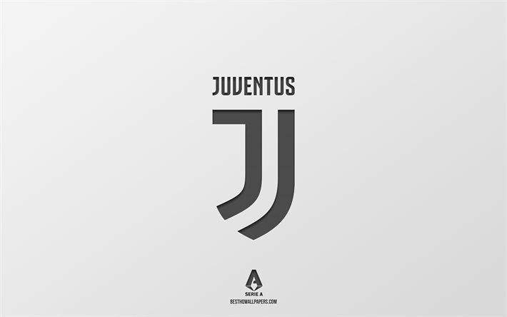 Juventus FC, valkoinen tausta, Italian jalkapallon joukkue, Juventus FC tunnus, Sarja, Italia, jalkapallo, Juventus FC-logo