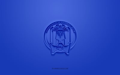 Davao Aguilas FC, creative 3D logo, blue background, PFL, 3d emblem, Filipino football club, Philippines Football League, Tagum, Philippines, 3d art, football, Davao Aguilas FC 3d logo