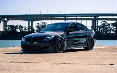 BMW M5, E60, front view, exterior, black E60, M5 tuning, E60 tuning, German cars, BMW