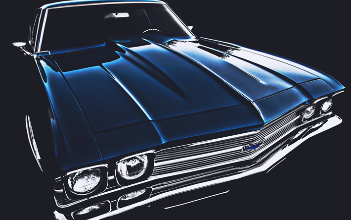 chevrolet chevelle, muscle cars, 1969 autos, vista de frente, hdr, retro cars, 1969 chevrolet chevelle, autos americanos, chevrolet