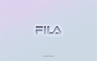 Fila logo, cut out 3d text, white background, Fila 3d logo, Fila emblem, Fila, embossed logo, Fila 3d emblem