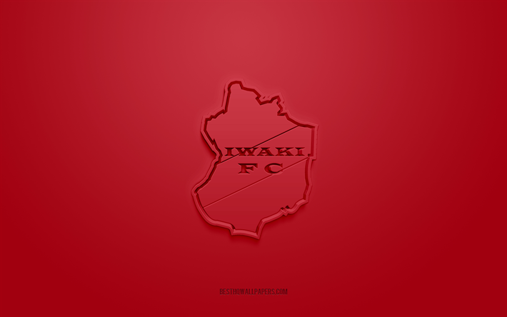 iwaki fc, logotipo 3d creativo, fondo burdeos, j3 league, emblema 3d, japan football club, iwaki, jap&#243;n, arte 3d, f&#250;tbol, ​​logotipo 3d de iwaki fc