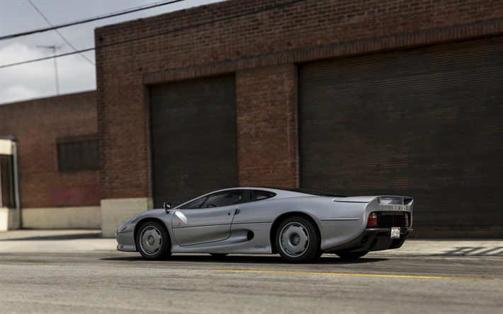 Jaguar XJ220, rear view, exterior, gray XJ220, retro supercar, retro hypercar, British sports cars, Jaguar