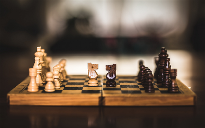 チェス盤, 馬のチェスの駒, 木製のチェスの駒, チェス, マインド・ゲーム, チェスの概念