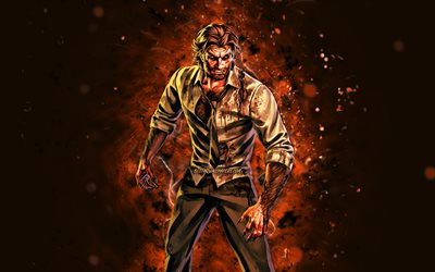 Bigby Wolf, 4k, orange neon lights, Fables, Big Bad Wolf, DC Comics, protagonist, Bigby Wolf Fables