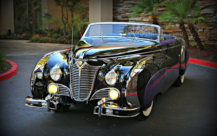 cadillac sessenta e dois convers&#237;vel, carros retr&#244;, 1948 carros, carros de luxo, preto cabriolet, carros americanos, cadillac