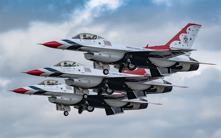 general dynamics, f-16 fighting falcon, usaf, amerikanische jagdflugzeug, us air force, combat aviation, aerobatic team