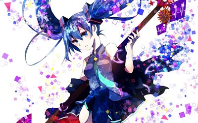 Hatsune Miku, Vocaloid, anime characters, singer, art, portrait, Japanese manga