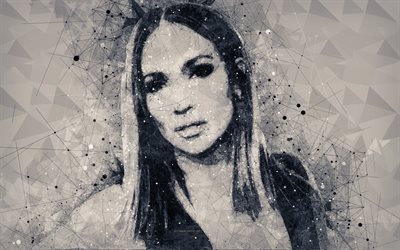 Jennifer Lopez, 4k, アメリカの歌手, 人, 創造の幾何学的画像, スター, 【クリエイティブ-アート