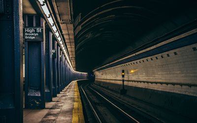 New York, metro, USA, station, plattform, tunneln, transport system