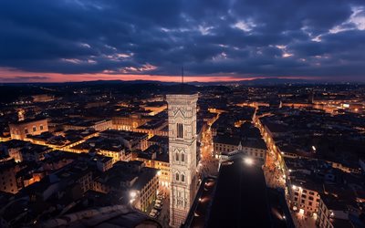 Florens, Toscana, Den Helige Ande, kv&#228;ll, sunset, gamla staden, stadsbilden, Italien