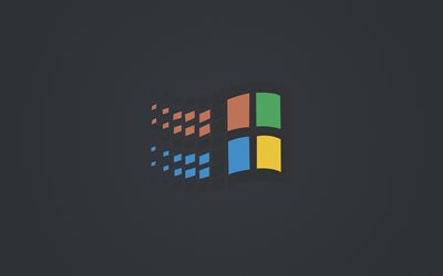 Windows 97, logo, minimal, gri arka plan, Win97