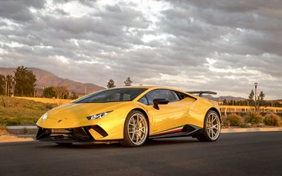 Lamborghini Huracan, 2018, LB724, gul sport coupe, sportbil, tuning, gul Huracan, Italienska bilar, Lamborghini