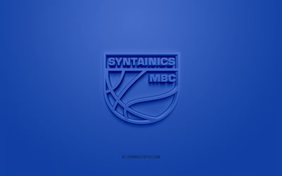 Mitteldeutscher BC, creative 3D logo, blue background, BBL, 3d emblem, German Basketball Club, Basketball Bundesliga, Weissenfels, Germany, 3d art, basketball, Mitteldeutscher BC 3d logo, Syntainics MBC