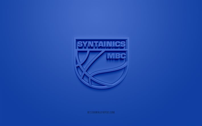 Mitteldeutscher BC, luova 3D-logo, sininen tausta, BBL, 3d-tunnus, Saksan koripalloseura, Koripallo Bundesliiga, Weissenfels, Saksa, 3d-taide, koripallo, Mitteldeutscher BC 3d logo, Syntainics MBC
