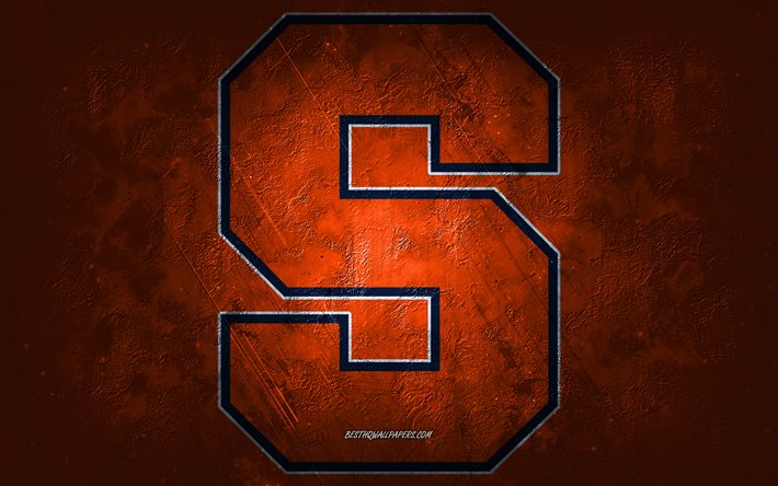 syrakus orange, american-football-team, orange hintergrund, syrakus orange logo, grunge kunst, ncaa, american football, syrakus orange emblem