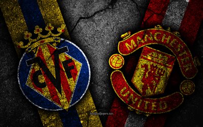 Villarreal vs Manchester United, black stone, UEFA Europa League, Final, season 2020-2021, creative, Villarreal FC vs Manchester United FC, Europa League 2021, Villarreal FC, Manchester United FC