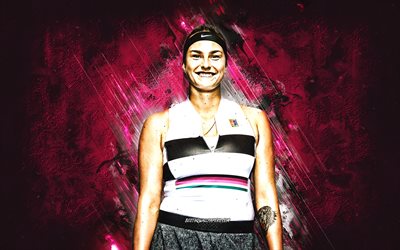 Aryna Sabalenka, WTA, Belarusian tennis player, purple stone background, Aryna Sabalenka art, tennis