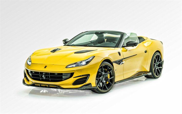 2021, Ferrari Portofino, Mansory, 4k, front view, exterior, yellow sports coupe, tuning Ferrari Portofino, Italian supercars, Ferrari