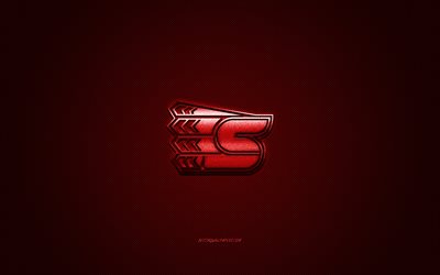 Spokane Chiefs, American ice hockey team, WHL, red logo, burgundy carbon fiber background, Western Hockey League, ice hockey, Washington, USA, Canada, Spokane Chiefs logo