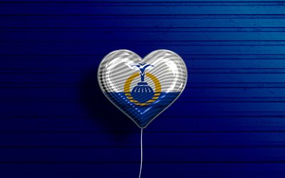 I Love Orlando, Florida, 4k, realistic balloons, blue wooden background, american cities, flag of Orlando, balloon with flag, Orlando flag, Orlando, US cities