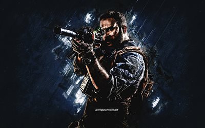 Captain Price, Call Of Duty Modern Warfare, personaggi di Call Of Duty, arte di Captain Price, sfondo di pietra blu, Call Of Duty