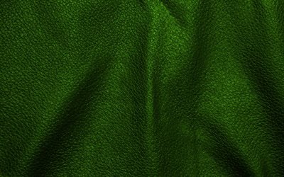 جلدية خضراء الخلفية, 4k, متموج جلدية القوام, جلد الخلفيات, جلدية القوام, الأخضر جلدية القوام