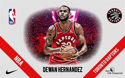 Dewan Hernandez, Toronto Raptors, Amerikkalainen Koripalloilija, NBA, muotokuva, USA, koripallo, Scotiabank Arena, Toronto Raptors-logo