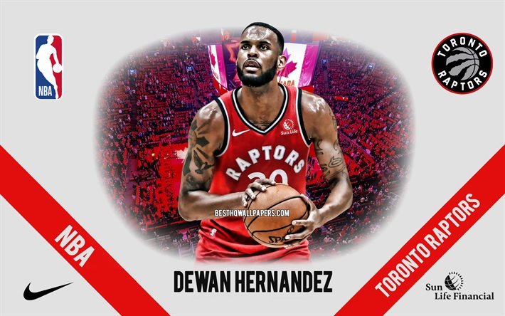 Dewan Hernandez, Toronto Raptors, - Jogador De Basquete Americano, NBA, retrato, EUA, basquete, O Scotiabank Arena, Toronto Raptors logotipo