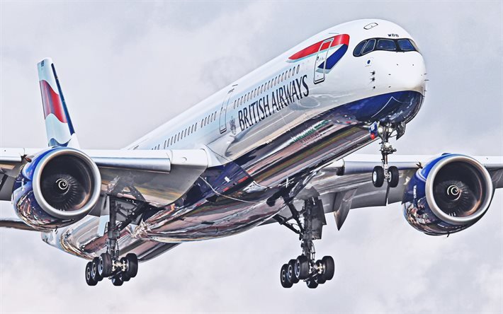 Il volo dell&#39;A350, close-up, aereo di linea, le nuvole, l&#39;Airbus A350, aerei, Airbus A350