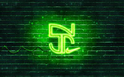 Neymar Jr verde logo, 4k, Neymar nuovo logo, verde, brickwall, Neymar Jr, fan art, Neymar Jr logo, stelle del calcio, Neymar Jr neon logo, Neymar da Silva Santos Junior