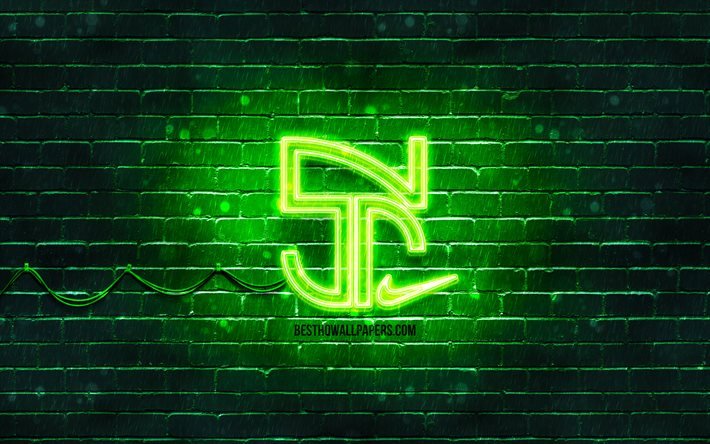 Neymar Jr logo vert, 4k, Neymar nouveau logo, vert brickwall, Neymar Jr, fan art, Neymar Jr logo, les stars du football, Neymar Jr n&#233;on logo, Neymar da Silva Santos Junior