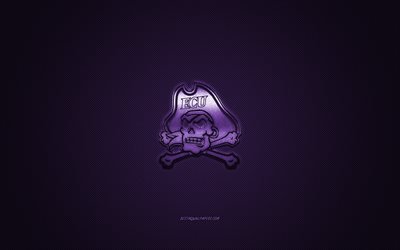 East Carolina Pirates logo, club de football Am&#233;ricain, la NCAA, le logo violet, pourpre fibre de carbone, fond, football Am&#233;ricain, Greenville, Caroline du Nord, &#233;tats-unis, East Carolina Pirates, les Pirates de l&#39;ECU