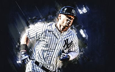 Clint Frazier, MLB, Yankees de New York, de pierre bleue d'arrière-plan, le baseball, le portrait, etats-unis, américain, joueur de baseball, art créatif
