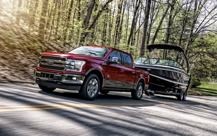 2020, ford f-150 king ranch, vorderansicht, roter pickup-truck, der neuen red-f-150, amerikanische autos, ford
