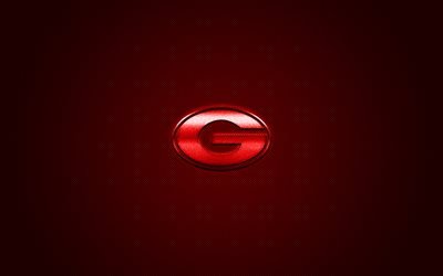 Georgia Bulldogs logosu, Amerikan Futbol Kul&#252;b&#252;, NCAA, kırmızı logo, kırmızı karbon fiber arka plan, Amerikan Futbolu, Athens, Georgia, ABD Georgia Bulldogs