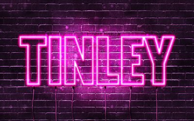 Tinley, 4k, adları Tinley adı ile, Bayan isimleri, Tinley adı, mor neon ışıkları, Doğum g&#252;n&#252;n kutlu olsun Tinley, resimli duvar kağıtları