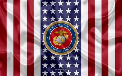 united states marine corps-emblem, amerikanische flagge, united states marine corps logo, usa, emblem des united states marine corps