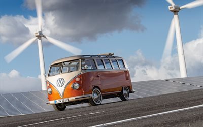 Volkswagen e-Bulli Concept, 4k, micro-&#244;nibus, 2020 carros, retro carros, carros alem&#227;es, Volkswagen