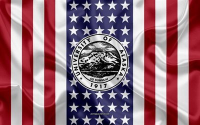 University of Alaska Fairbanks Emblem, American Flag, University of Alaska Fairbanks logo, College, Alaska, USA, Emblem of University of Alaska Fairbanks