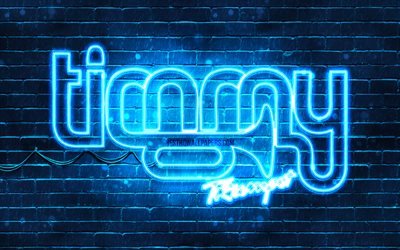 Timmy Trombeta azul do logotipo, 4k, superstars, australiano DJs, azul brickwall, Timmy Trombeta logotipo, Tim&#243;teo Judas Smith, Timmy Trombeta, estrelas da m&#250;sica, Timmy Trombeta de n&#233;on logotipo
