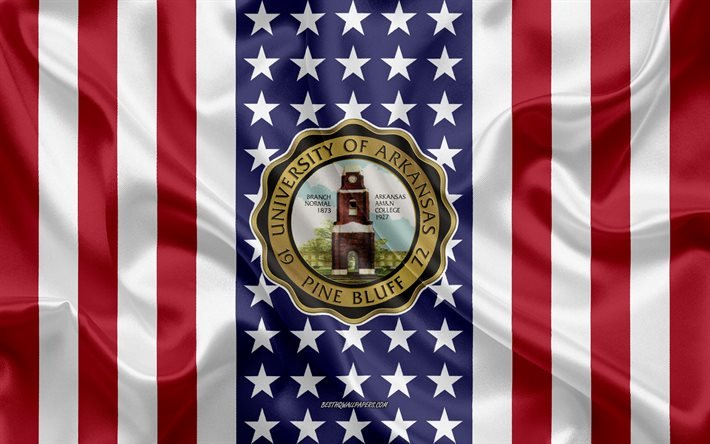 La universidad de Arkansas Pine Bluff Emblema, Bandera Estadounidense, de la Universidad de Arkansas Pine Bluff logotipo, Pine Bluff, Arkansas, estados UNIDOS, Emblema de la Universidad de Arkansas Pine Bluff