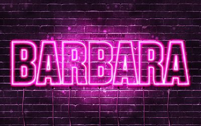 Barbara, 4k, wallpapers with names, female names, Barbara name, purple neon lights, Happy Birthday Barbara, picture with Barbara name